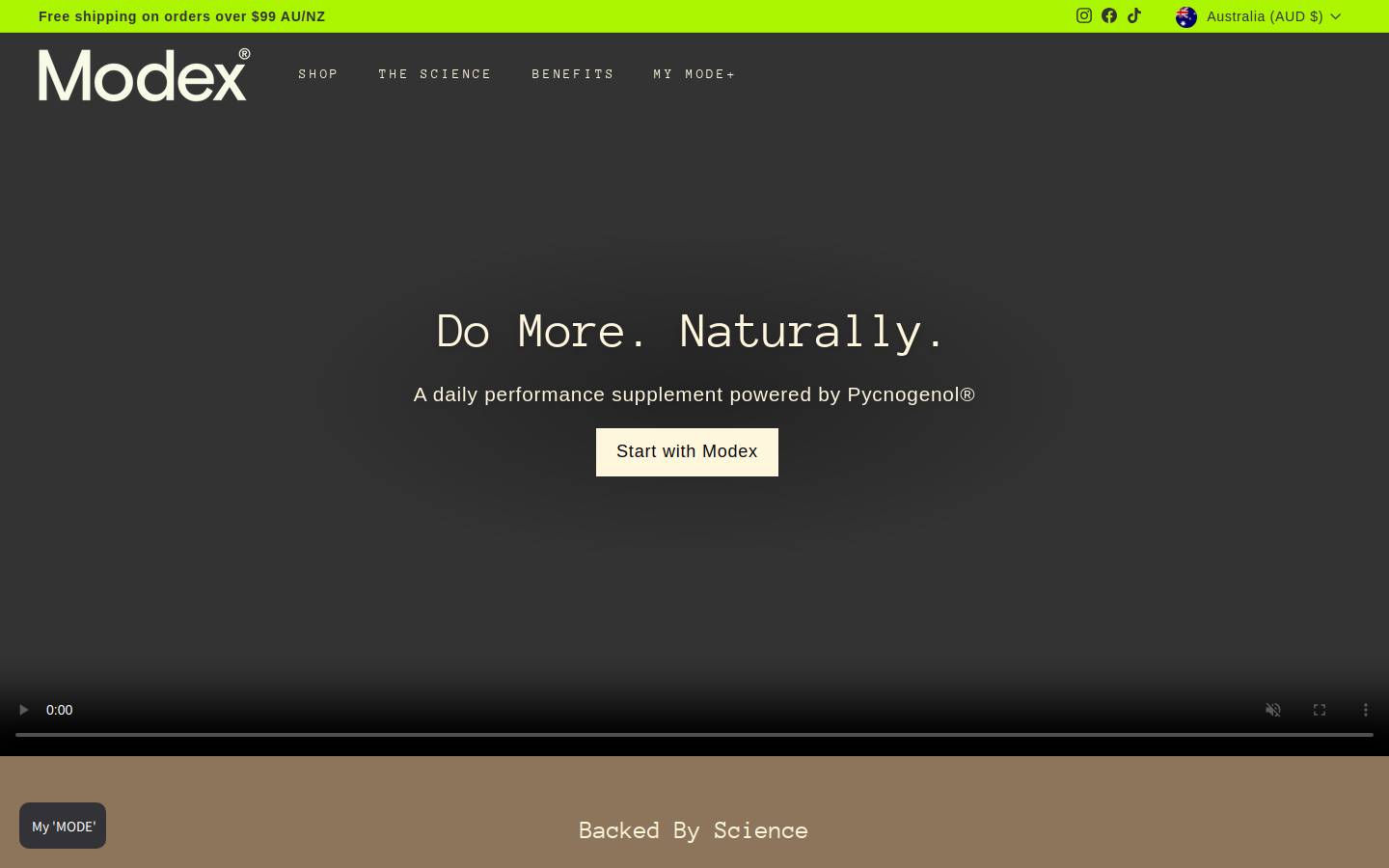 Modexnatural homepage screenshot