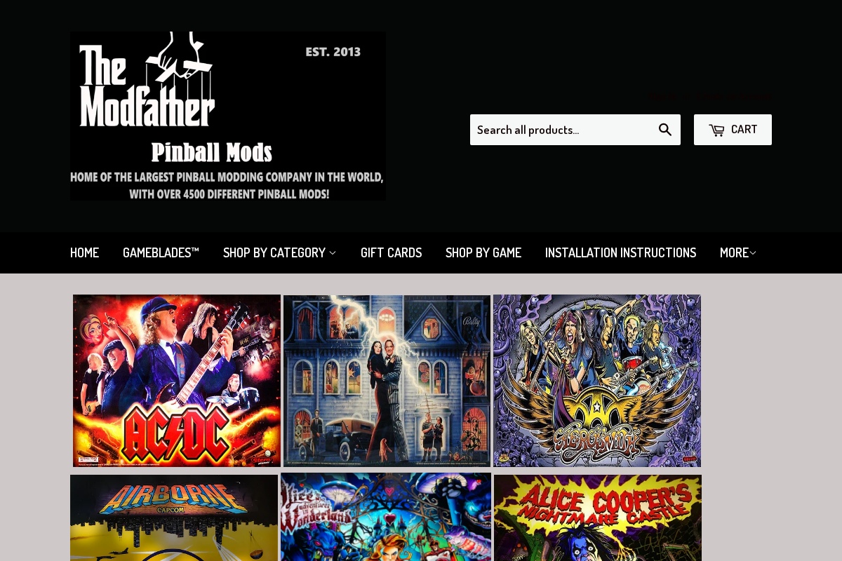 modfatherpinball.com homepage screenshot