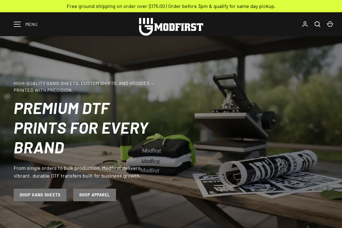 modfirstapparel.com homepage screenshot