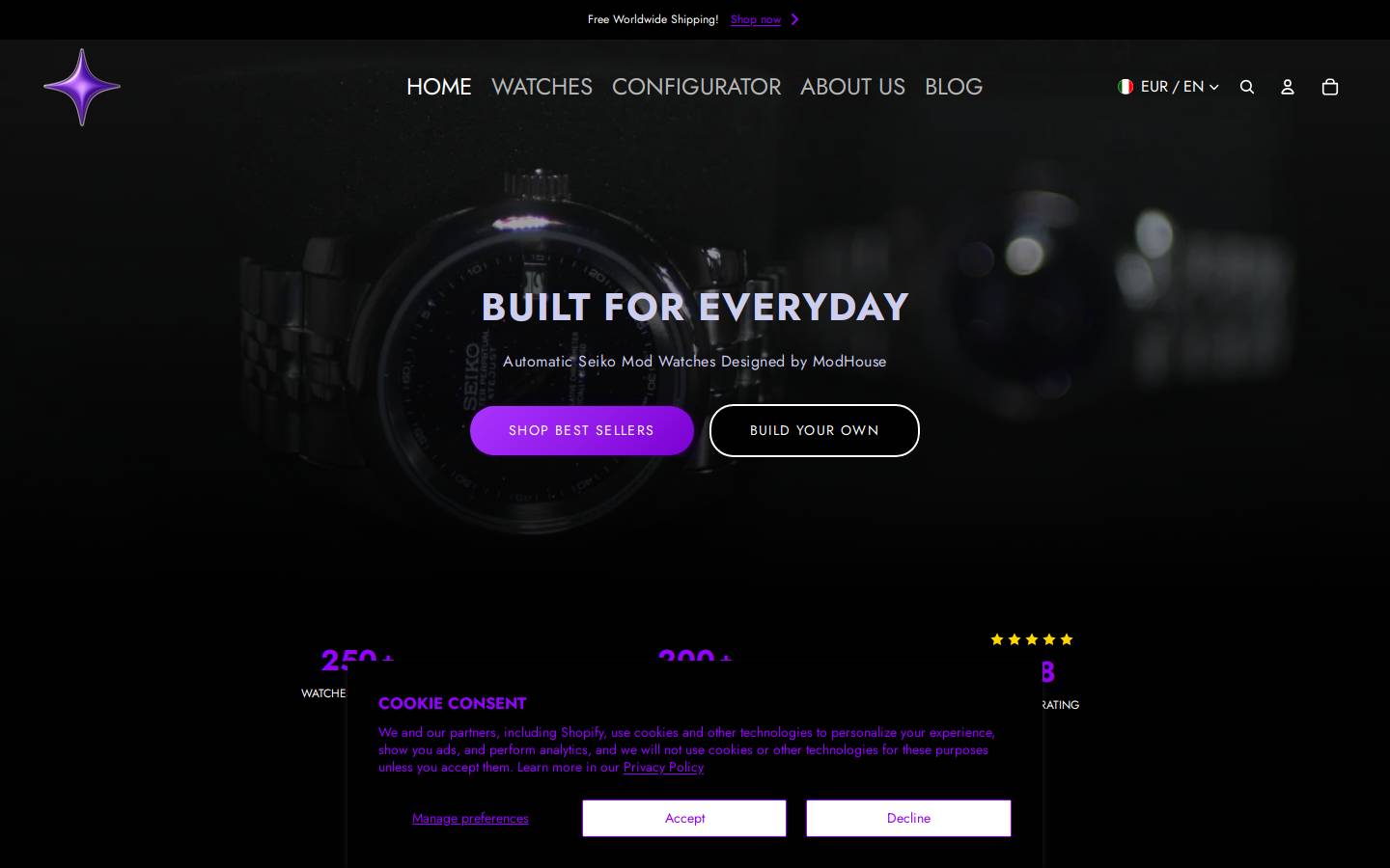 Modhousewatches homepage screenshot