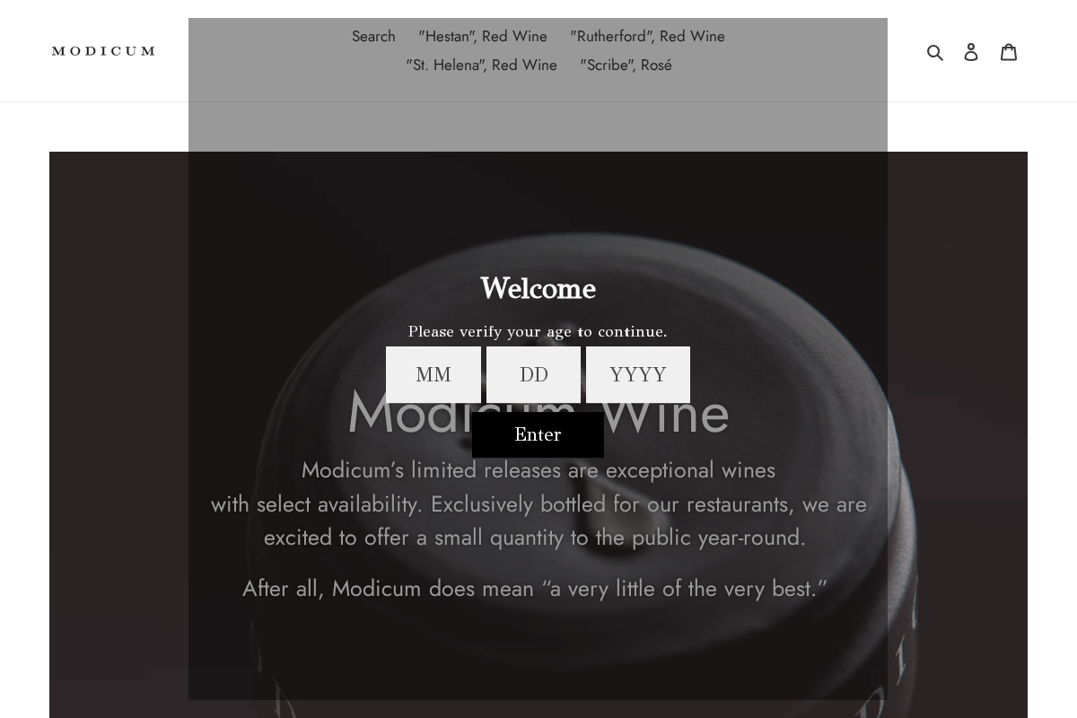 Modicum Wine homepage screenshot