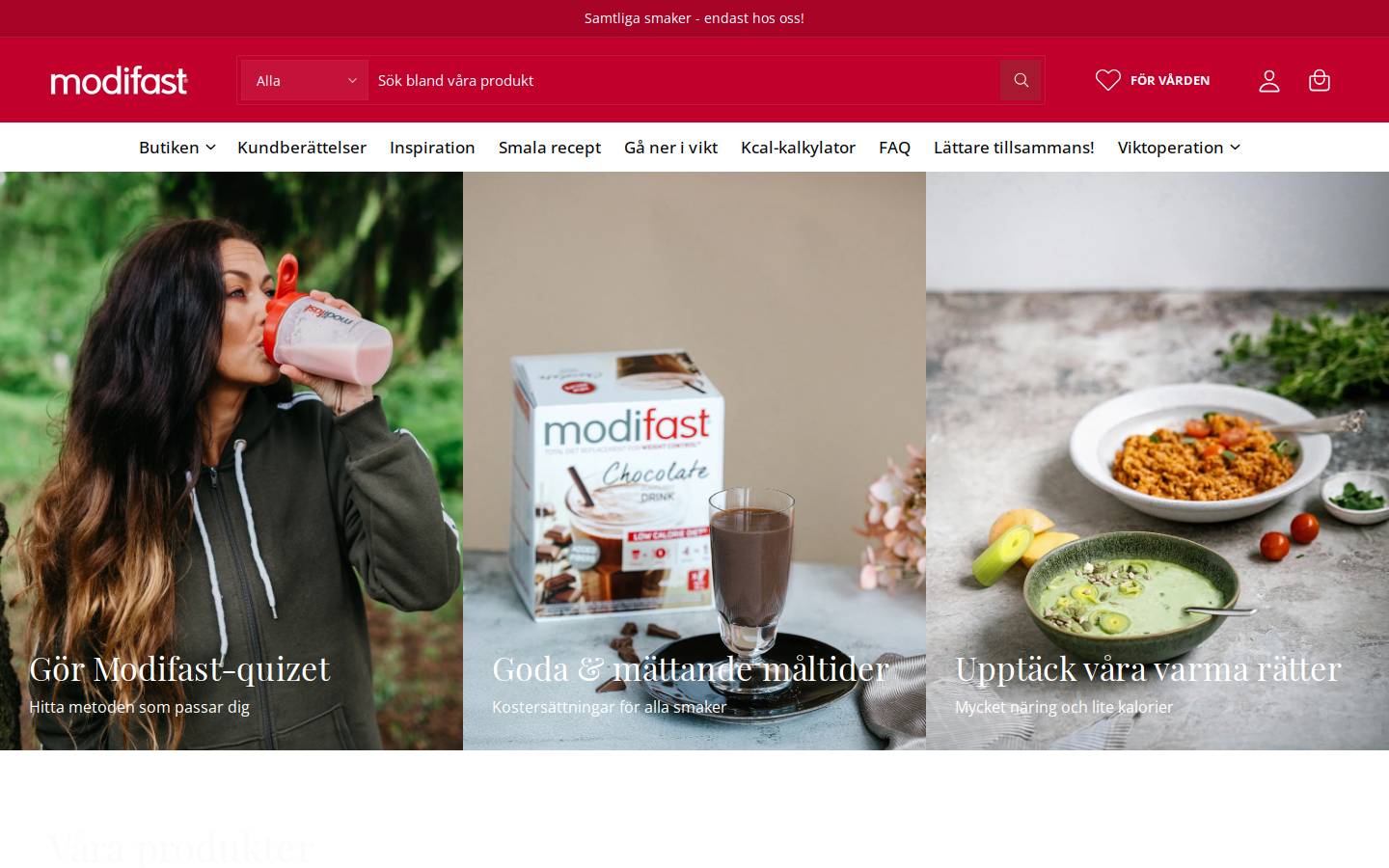 modifast.se homepage screenshot