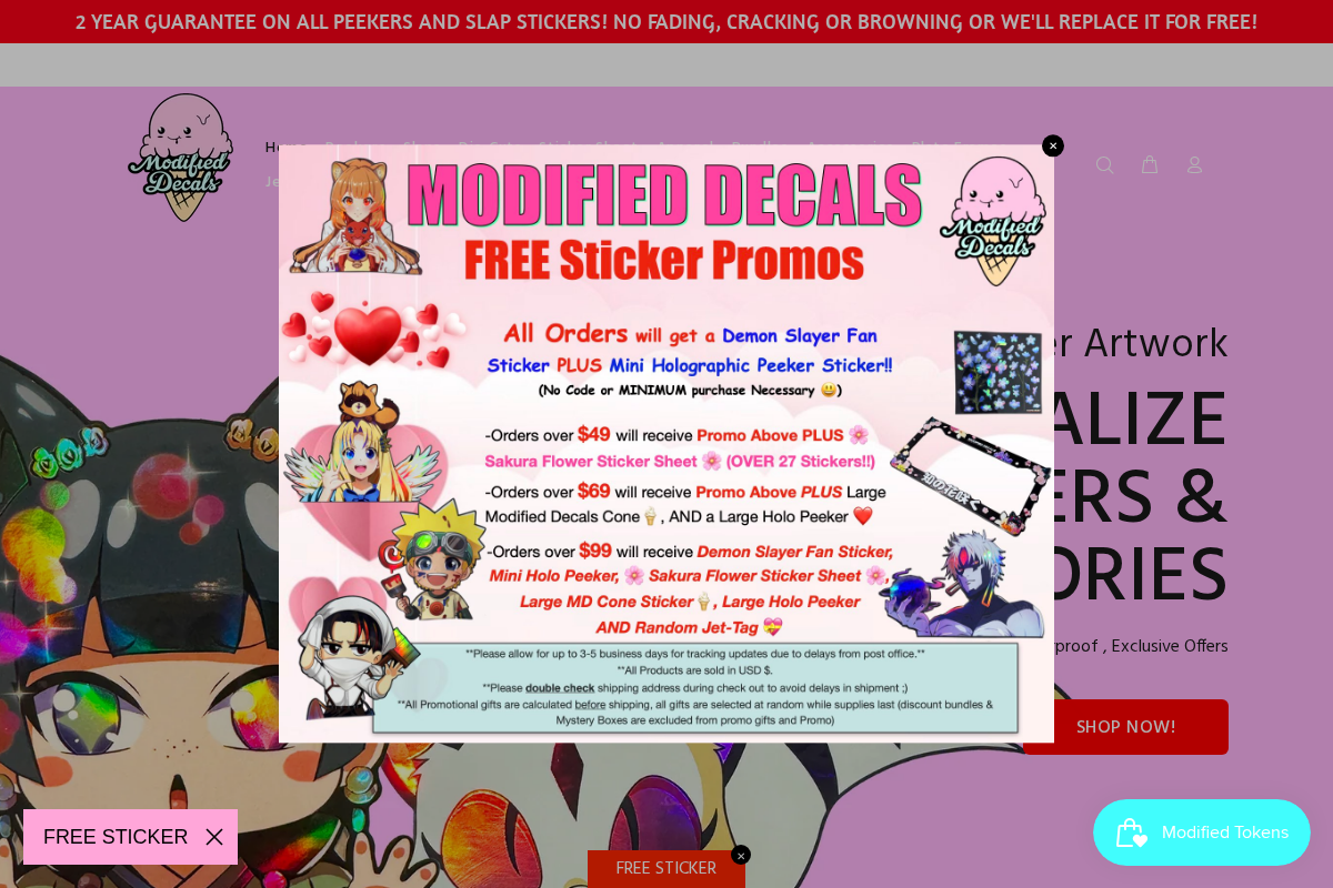 Modified Decals INC homepage screenshot