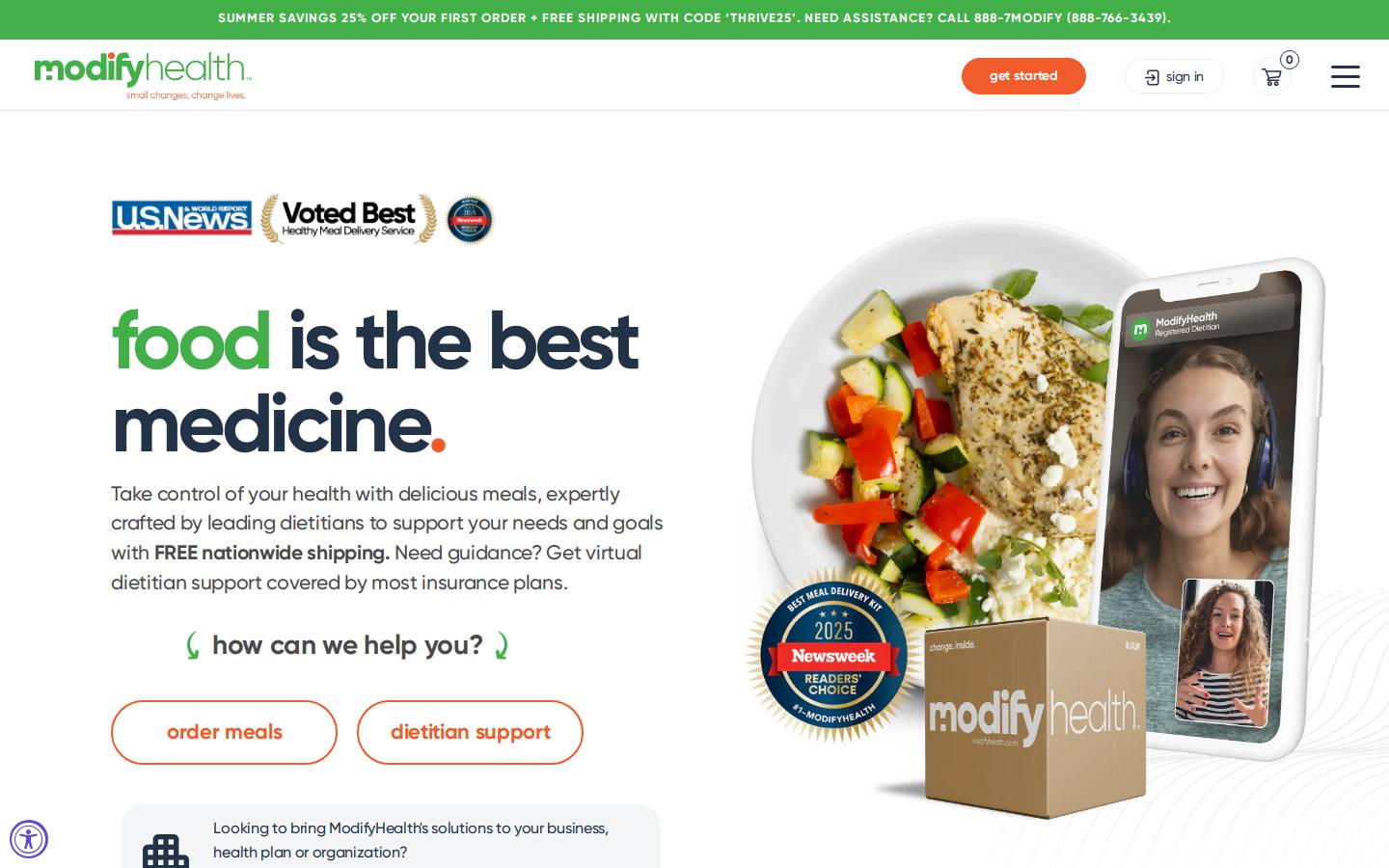 ModifyHealth homepage screenshot