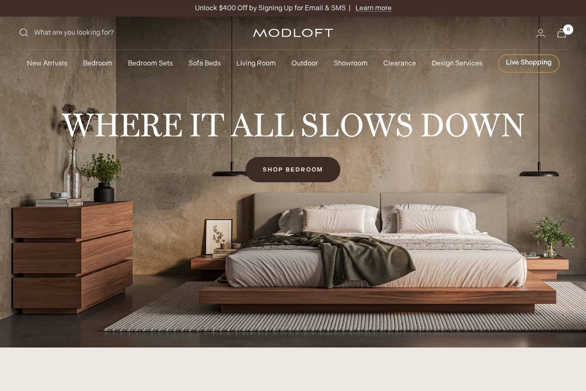 Modloft homepage screenshot