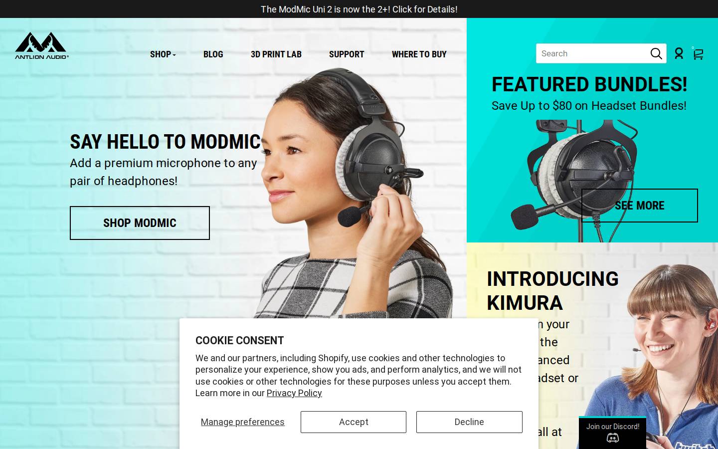 modmic.com homepage screenshot