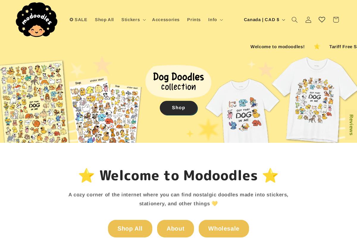 modoodles.shop homepage screenshot