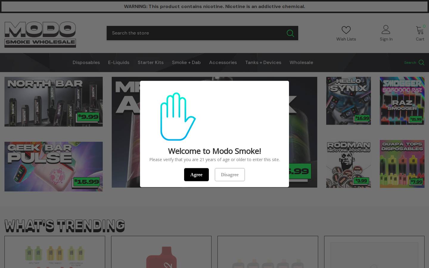 modosmoke.com homepage screenshot