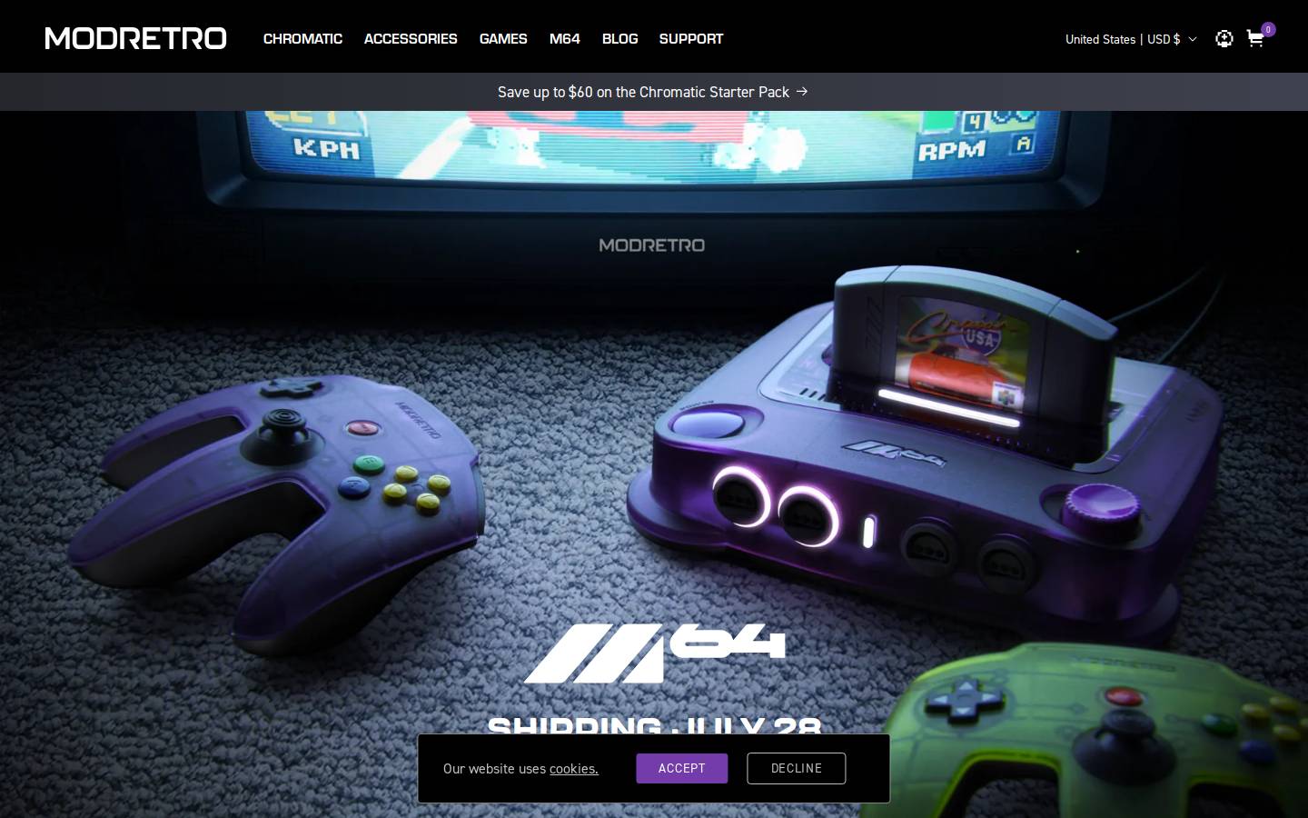 Modretro homepage screenshot