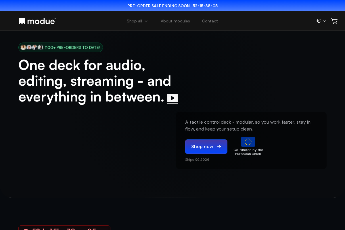 modue homepage screenshot