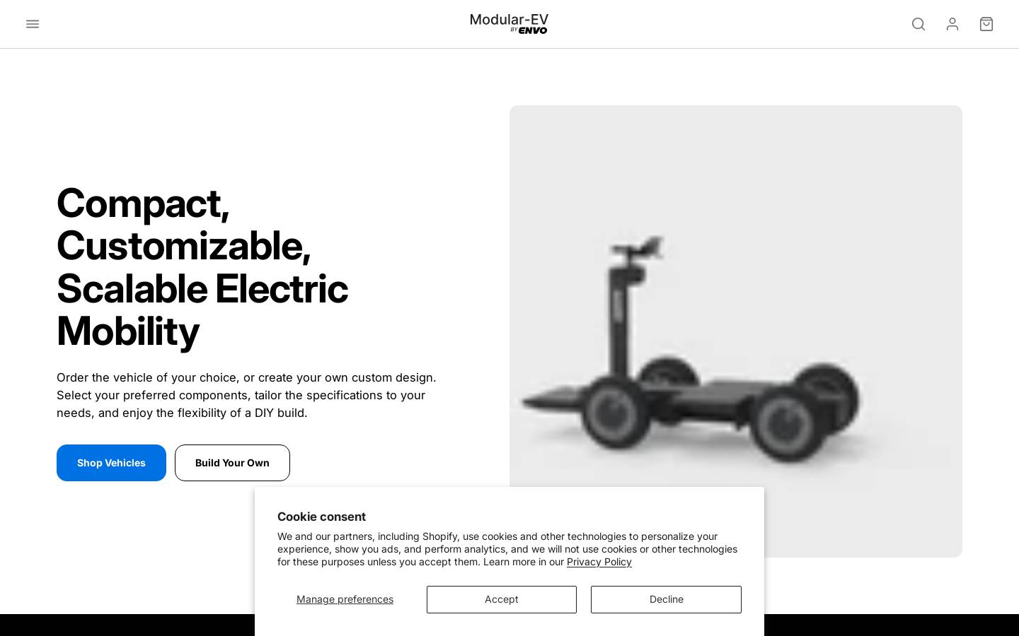 modular-ev.com homepage screenshot