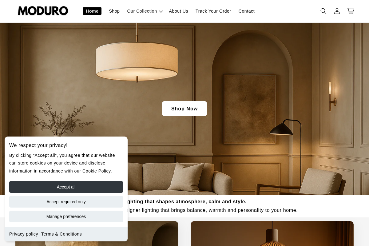 Moduro homepage screenshot