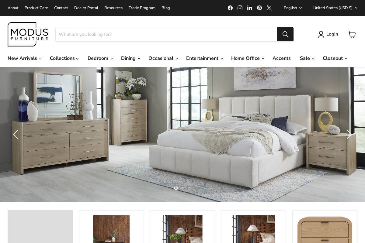 modusfurniture.com homepage screenshot
