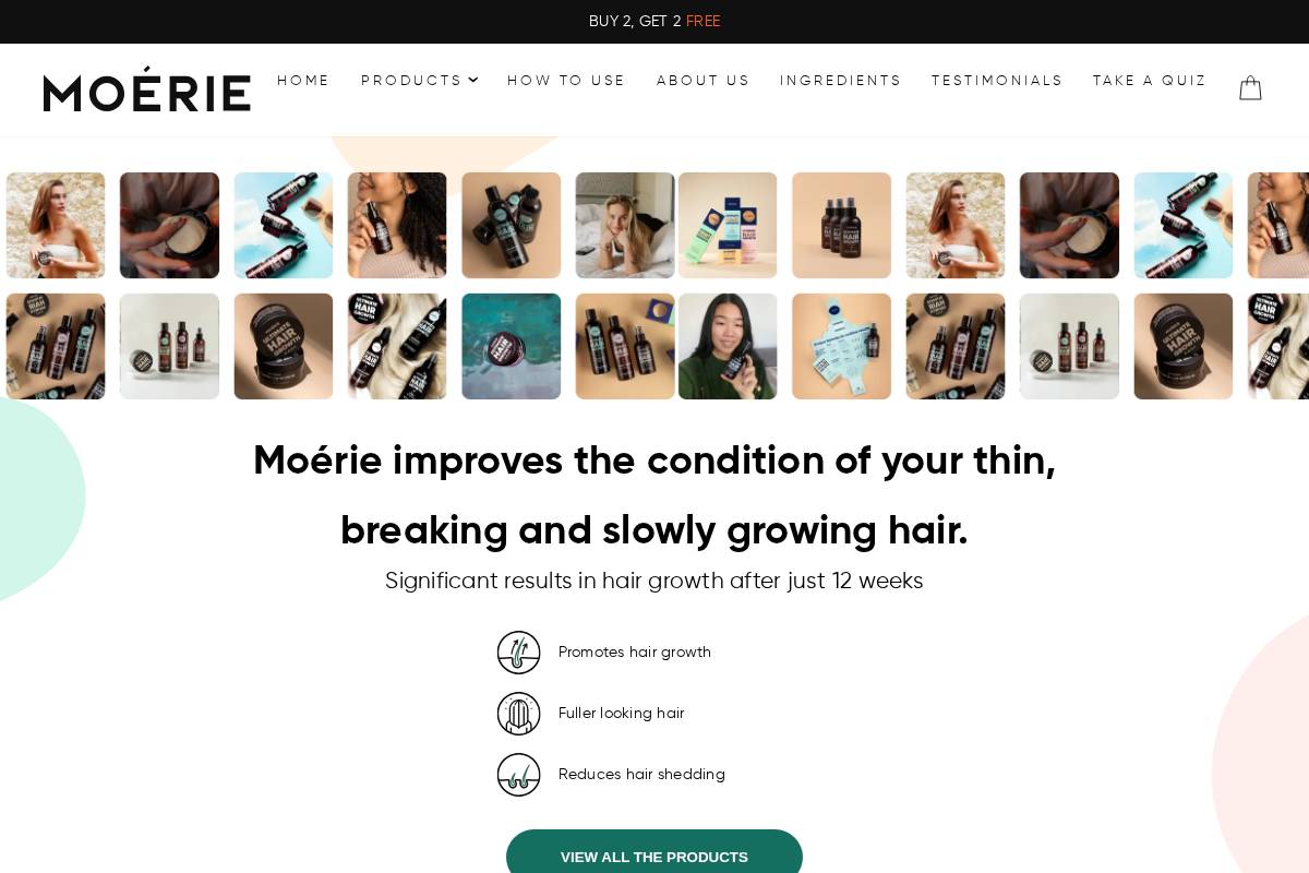 Moerie Beauty homepage screenshot