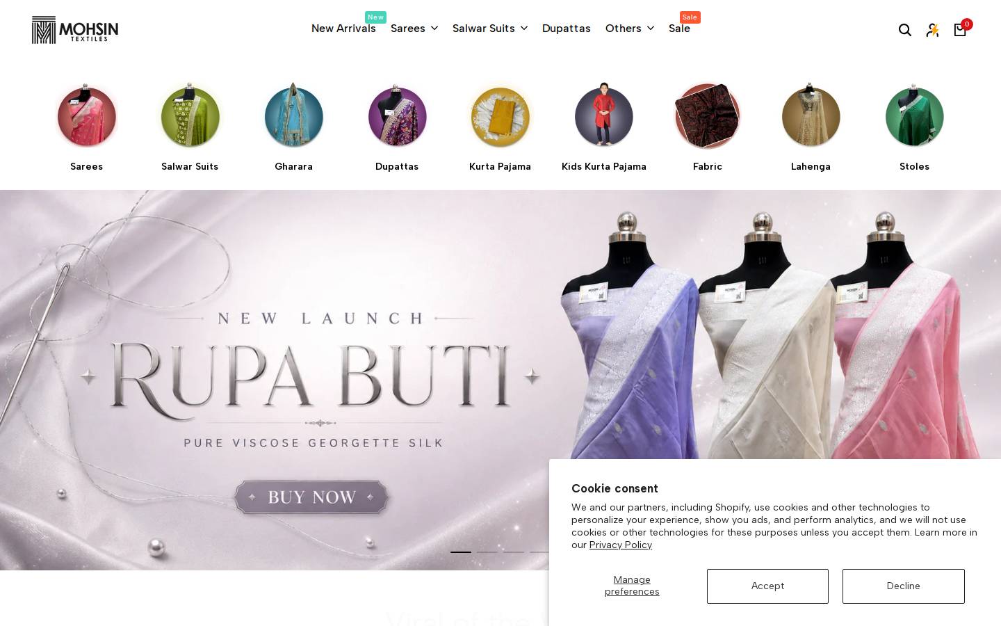 mohsintextiles.com homepage screenshot