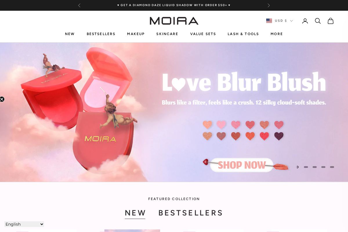 moirabeauty.com homepage screenshot