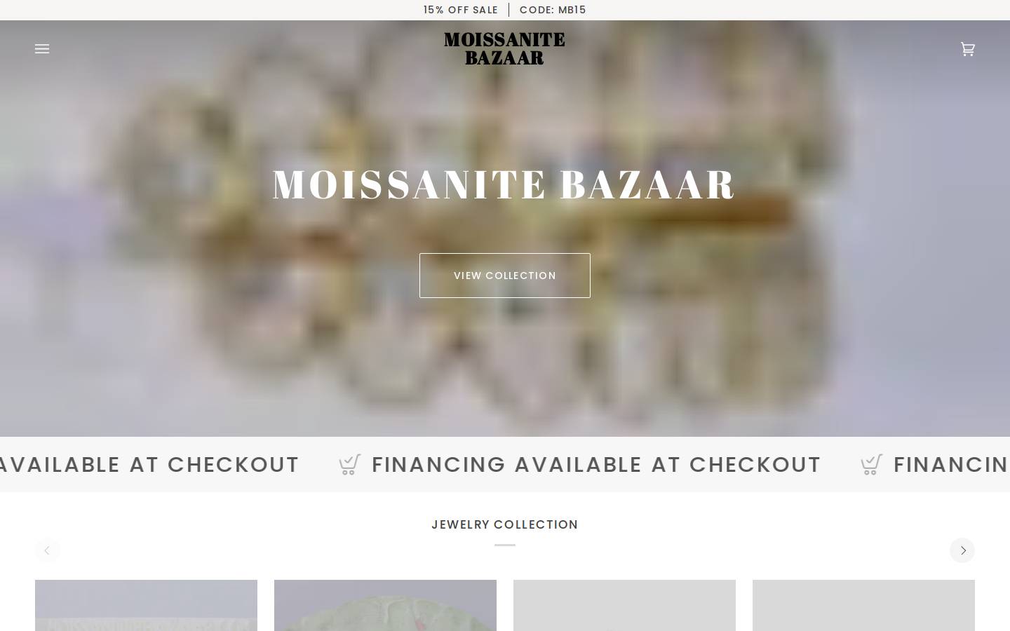 moissanitebazaar.com homepage screenshot