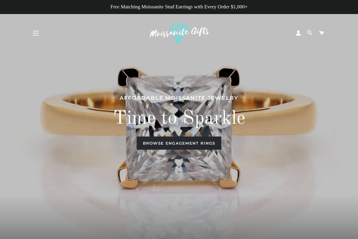 moissanitegifts.com homepage screenshot