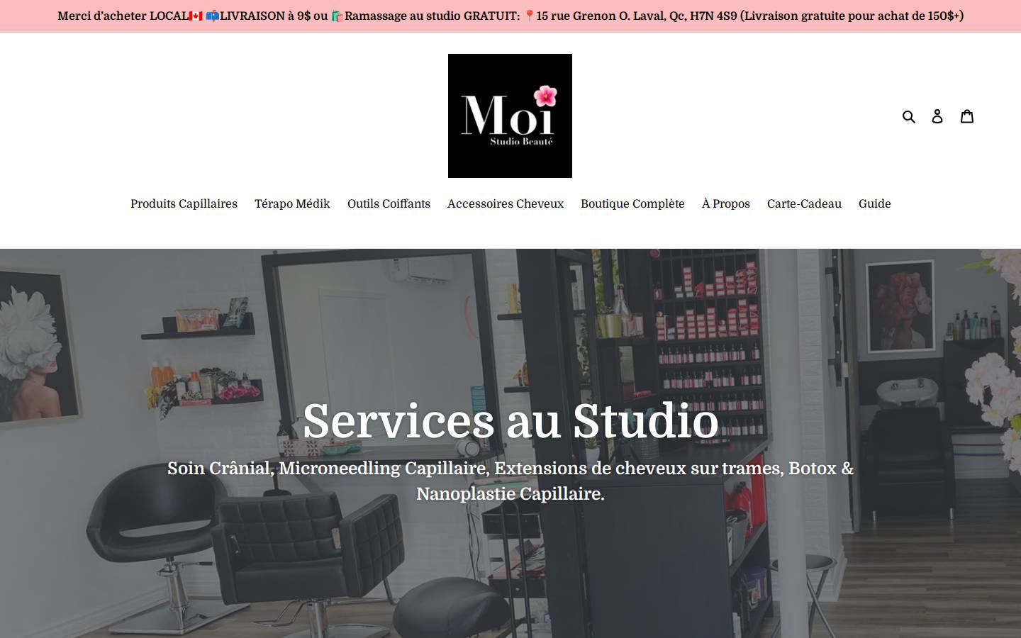 moistudiobeaute.ca homepage screenshot
