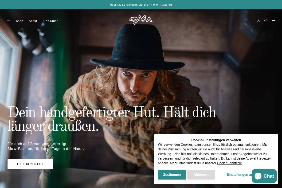 Mojak Gypsy Headwear homepage screenshot