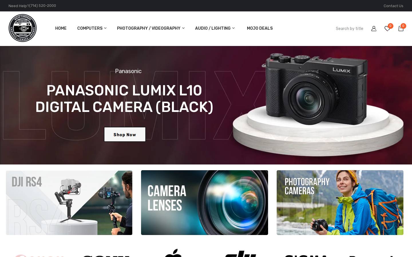 mojocameras.com homepage screenshot