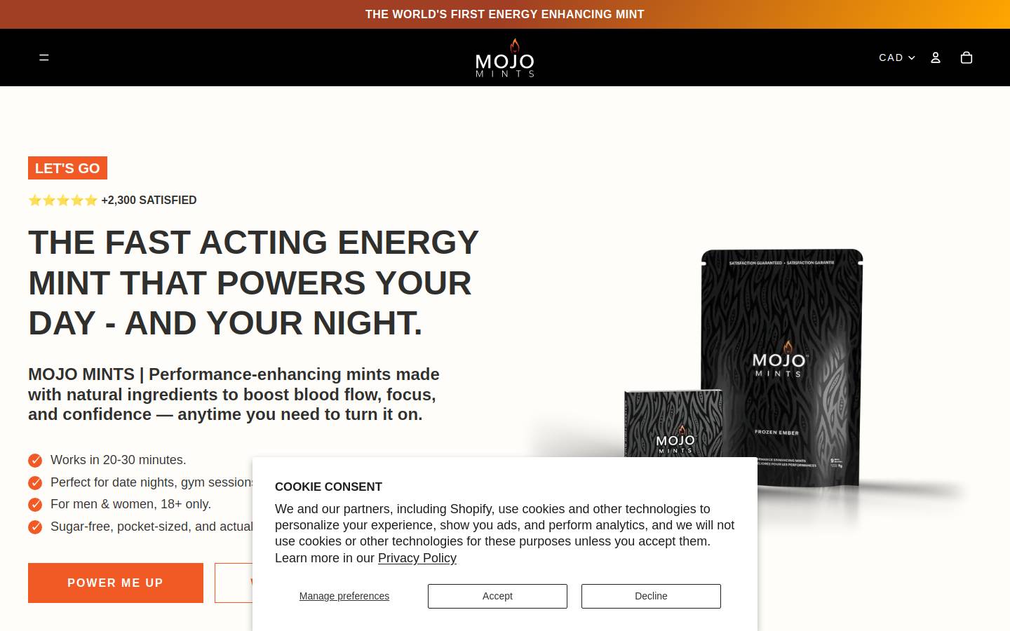mojomints.com homepage screenshot