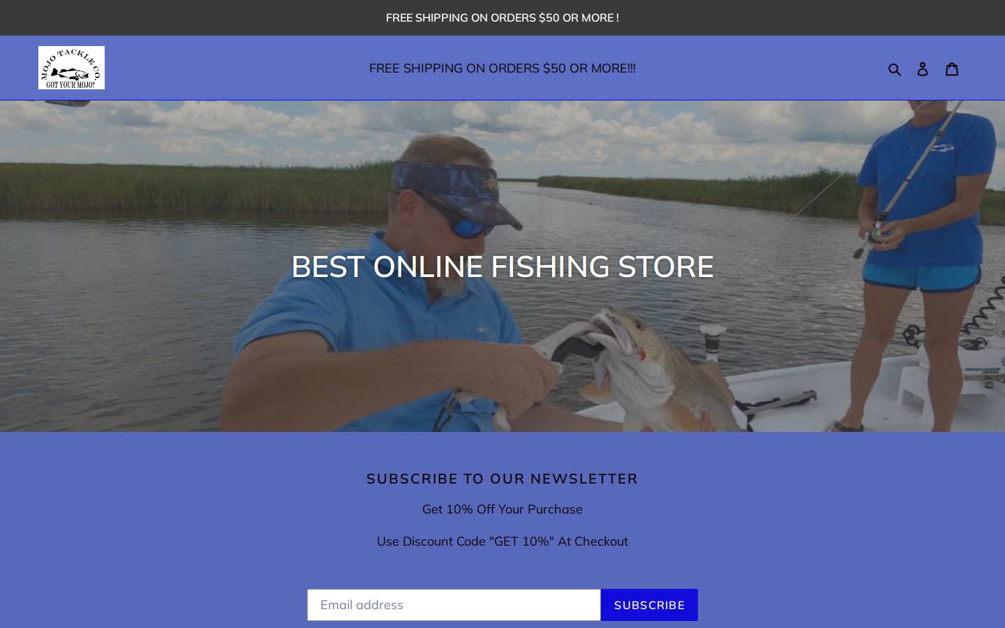 mojotackle.com homepage screenshot