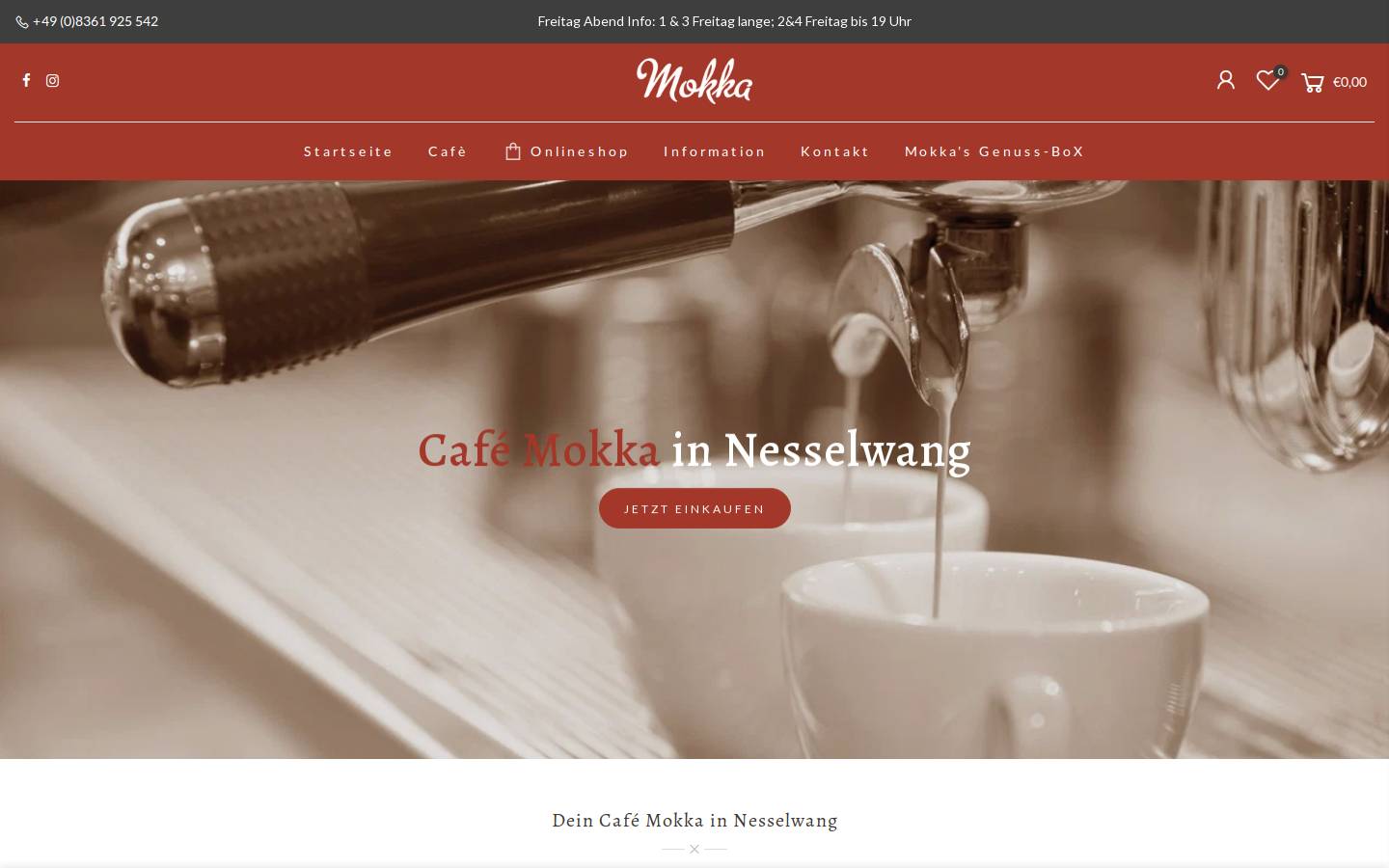 mokka-cafe.de homepage screenshot
