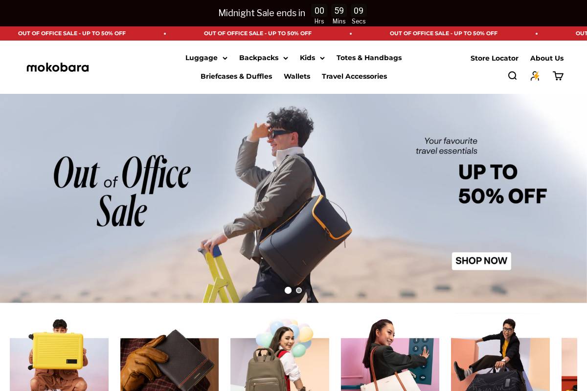 mokobara.com homepage screenshot