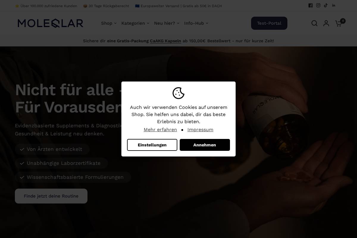 MOLEQLAR homepage screenshot