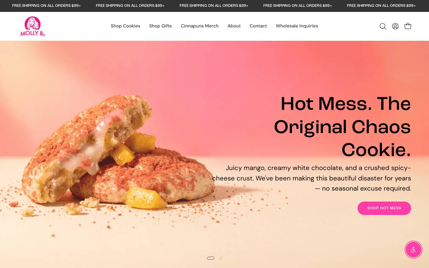 mollybcookies.com homepage screenshot