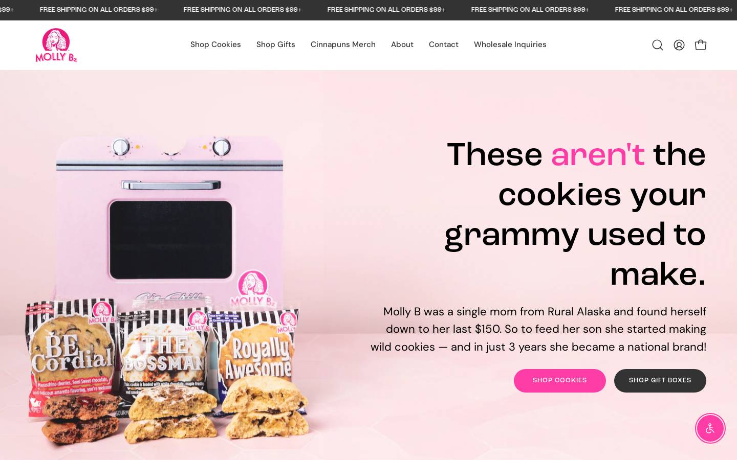 mollybzcookies.com homepage screenshot