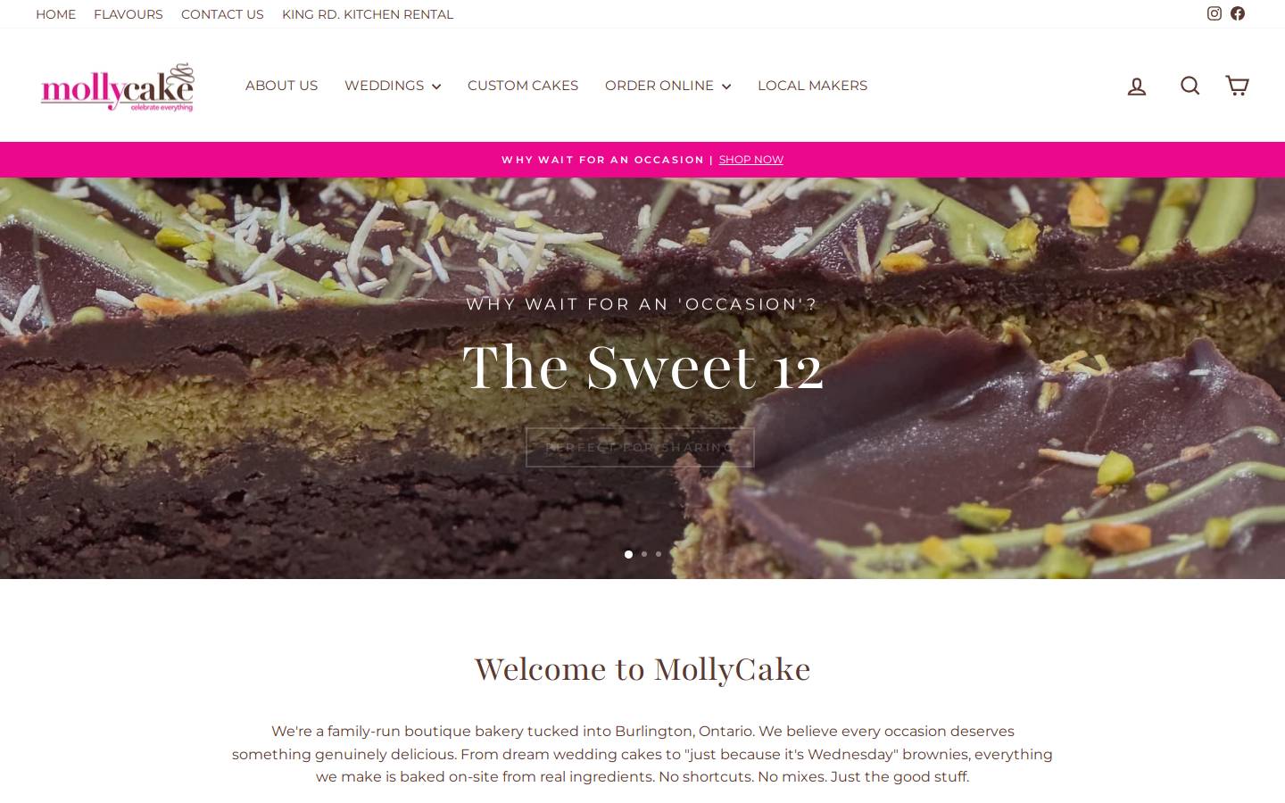 mollycake.ca homepage screenshot