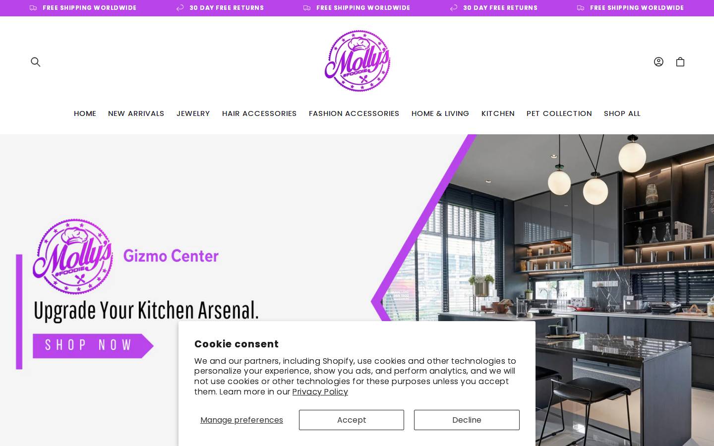mollysgizmocenter.com homepage screenshot