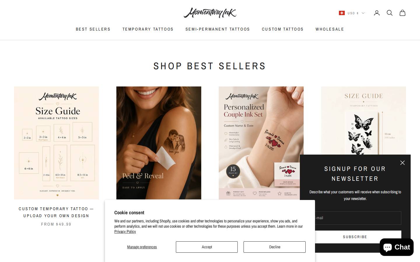 Momentary Ink homepage screenshot
