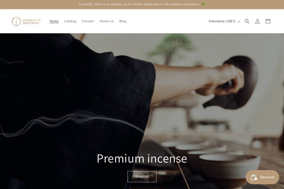 momentomaterial.com homepage screenshot