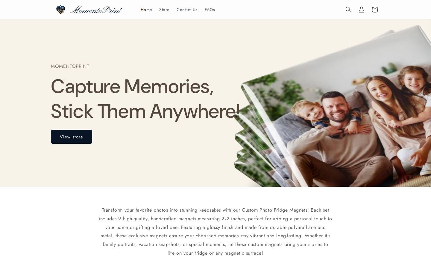 momentoprint.co homepage screenshot
