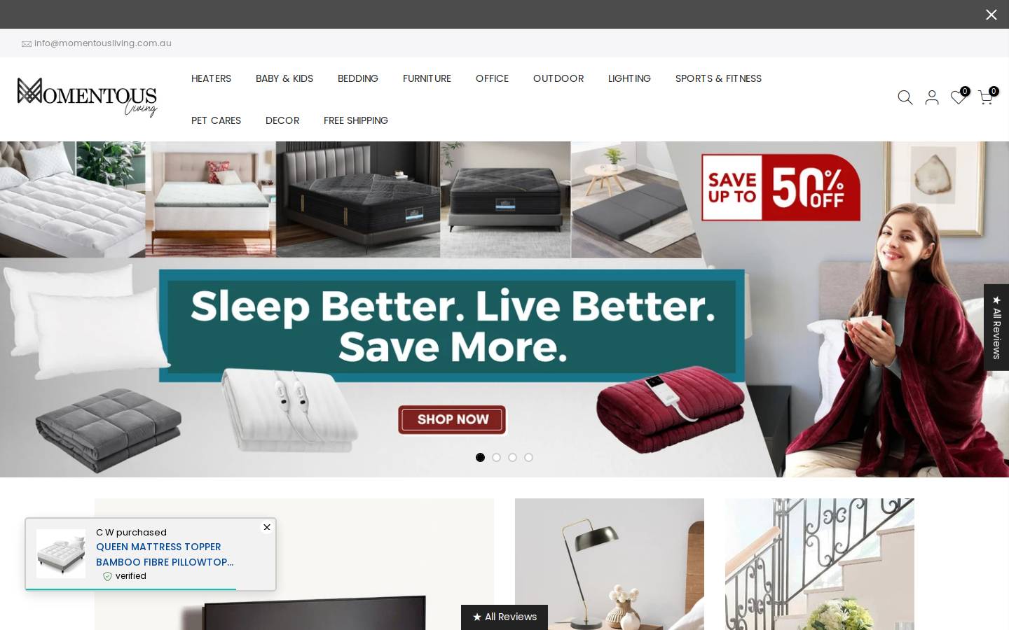 momentousliving.com.au homepage screenshot