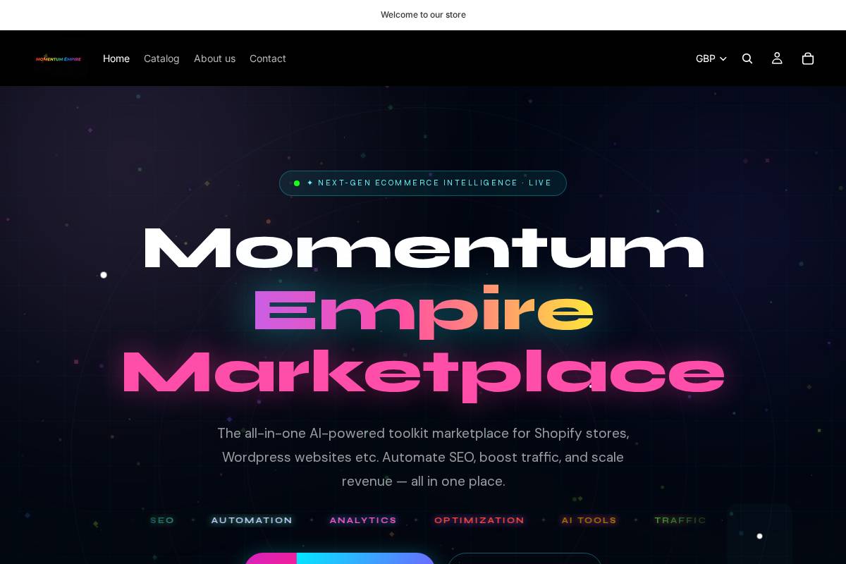 momentumempire.store homepage screenshot