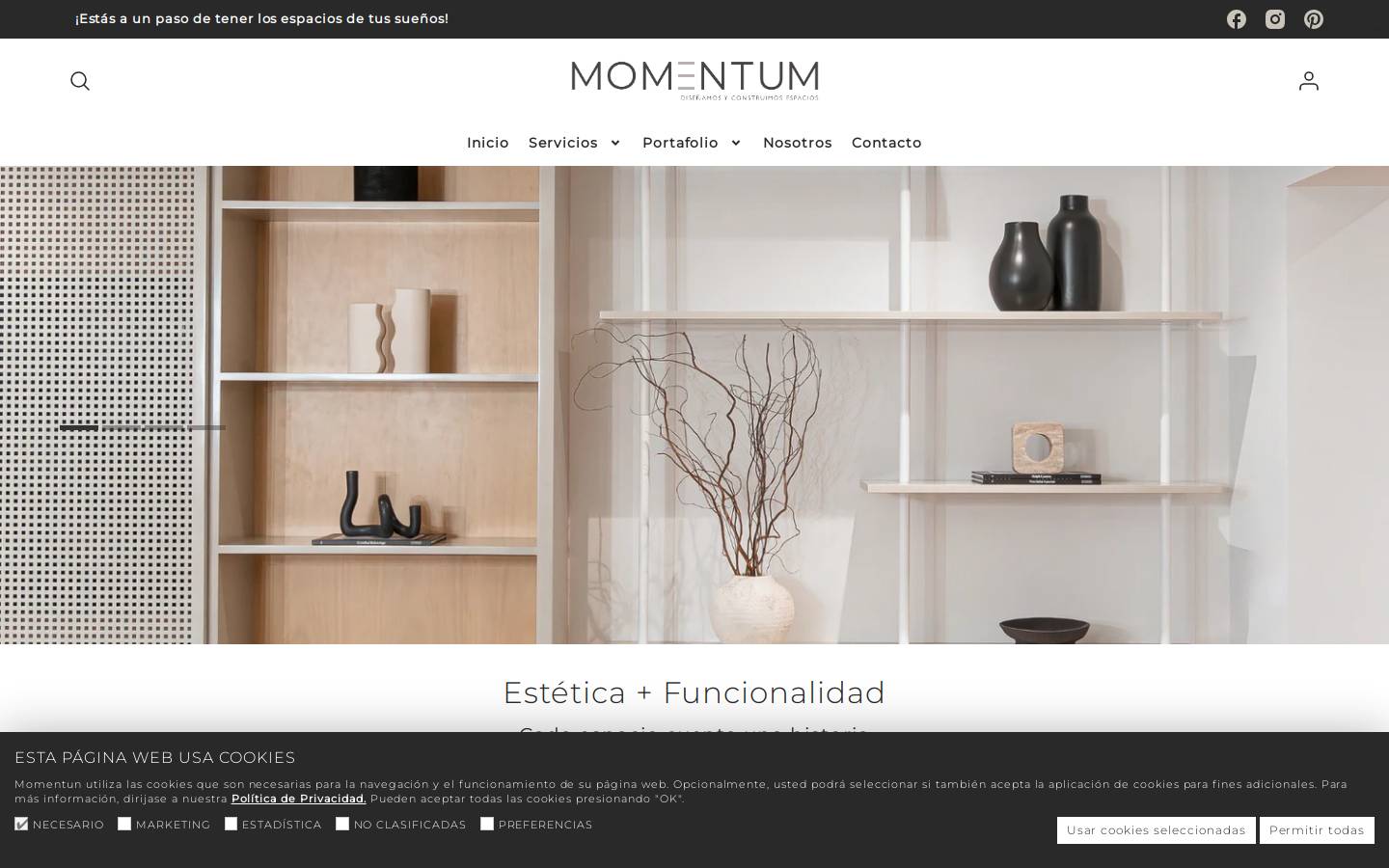 momentumespacios.com homepage screenshot