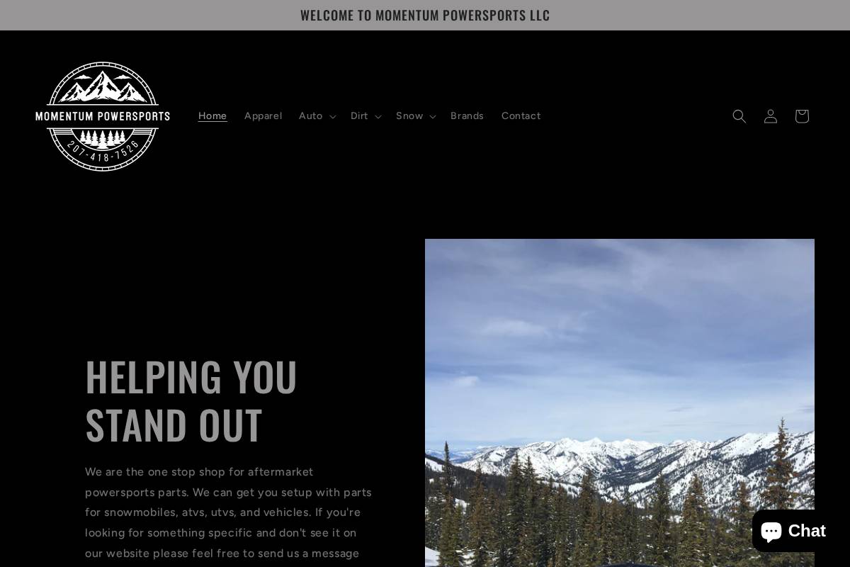 momentumpowersportsllc.com homepage screenshot