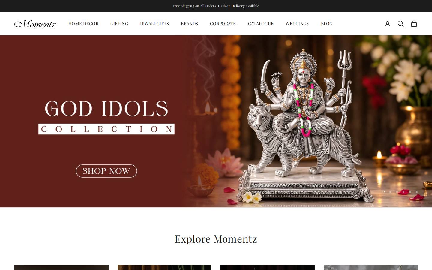 momentz.in homepage screenshot