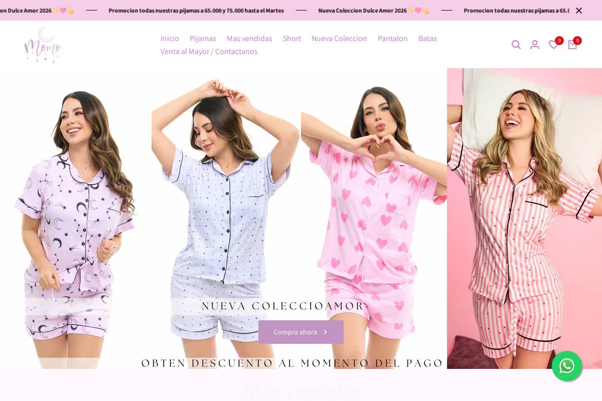 momopijamas.com homepage screenshot