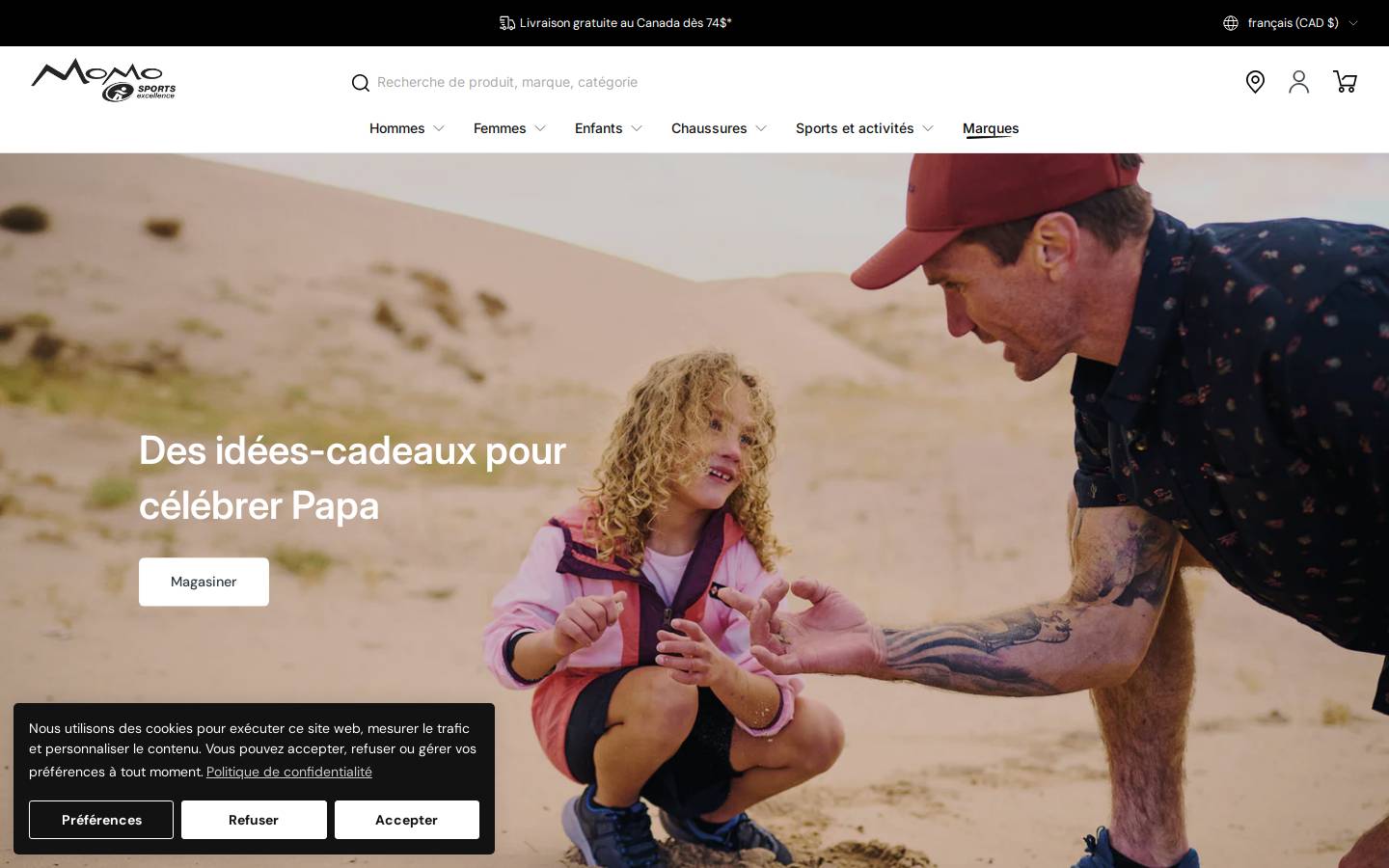 momosports.ca homepage screenshot