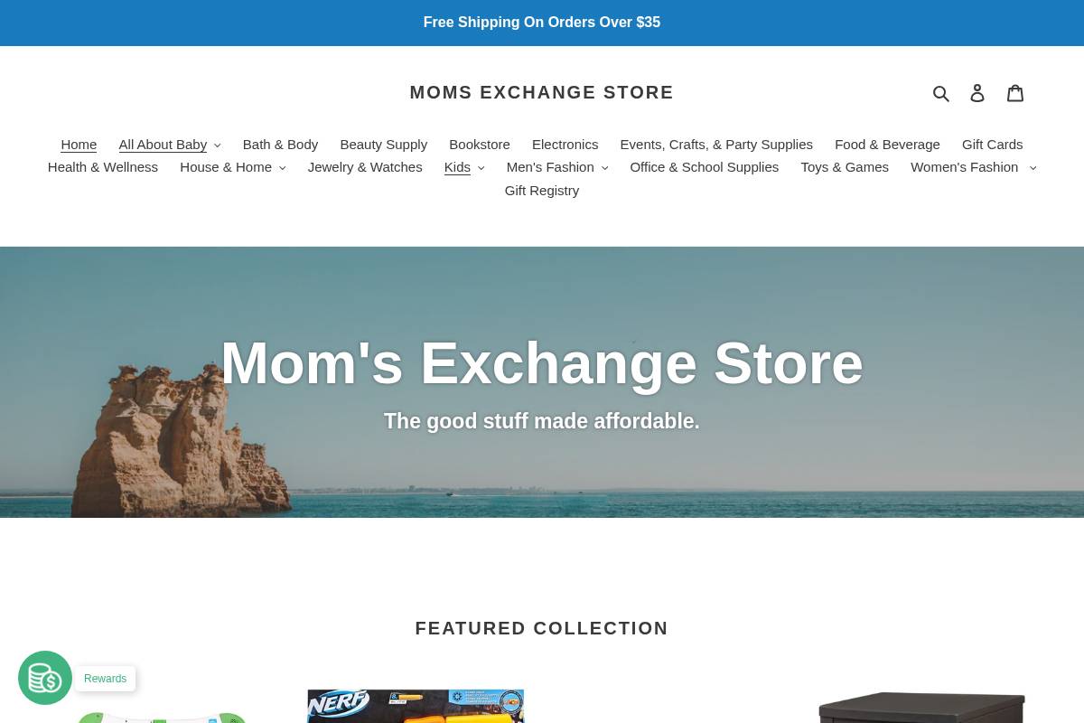 momsexchangestore.com homepage screenshot