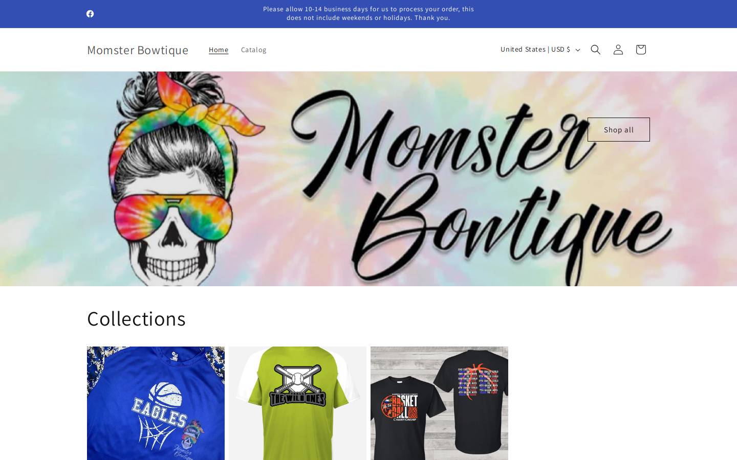 momsterbowtique.com homepage screenshot