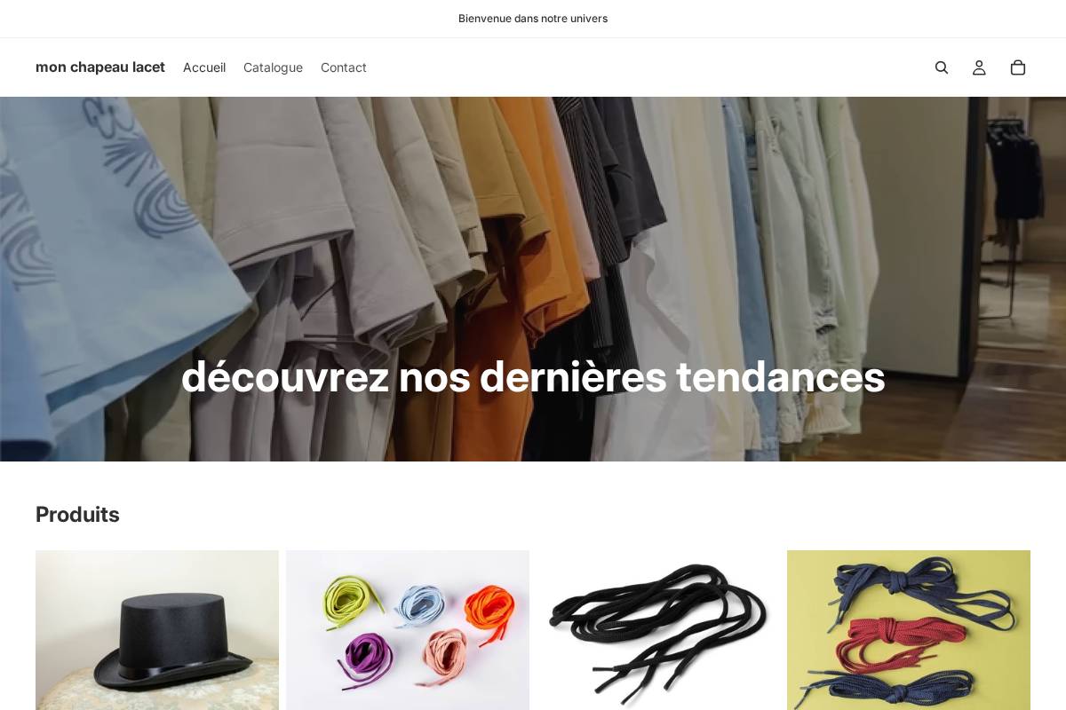 mon-chapeau-lacet.com homepage screenshot