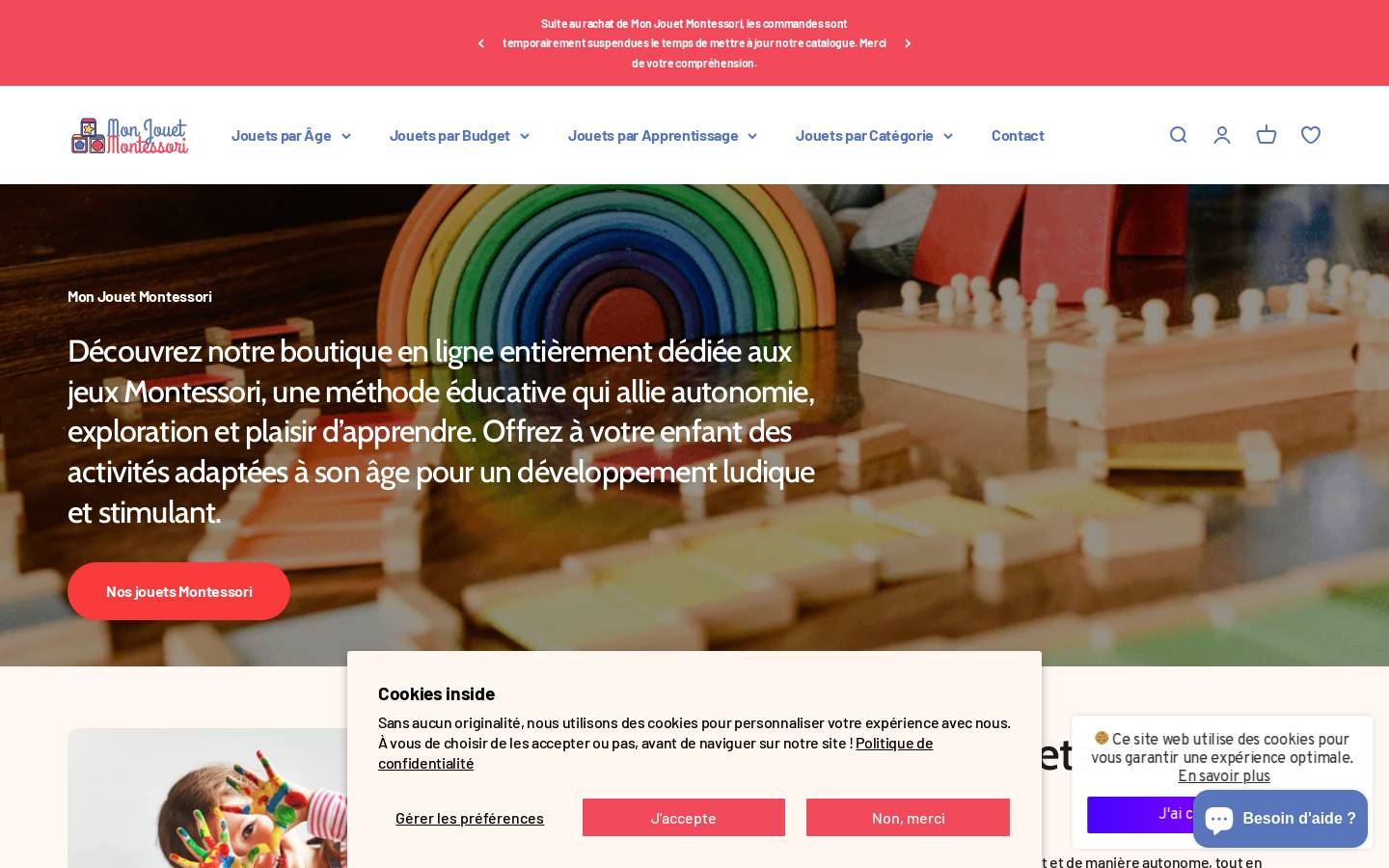 Mon Jouet Montessori homepage screenshot