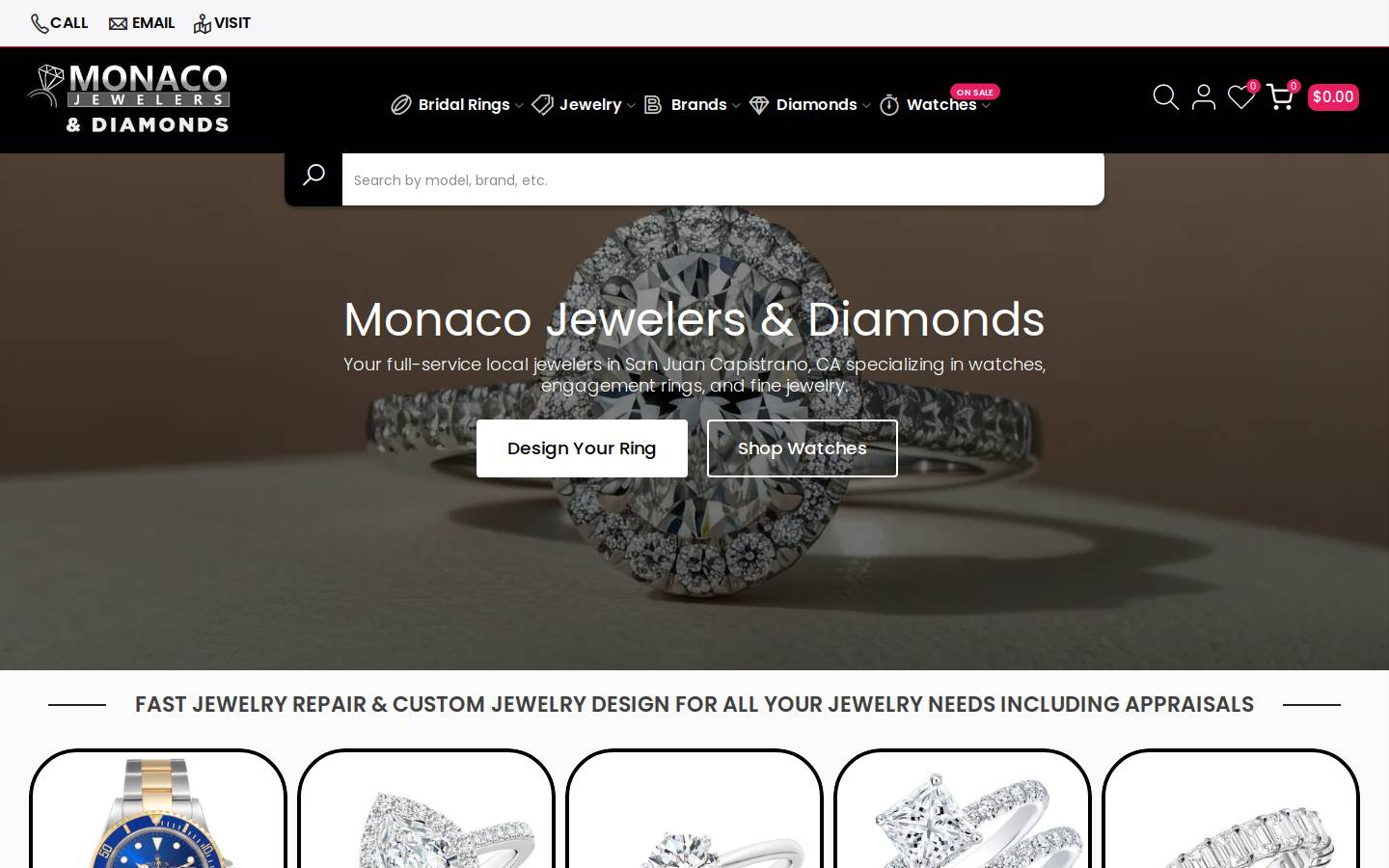 monacojewelers.com homepage screenshot