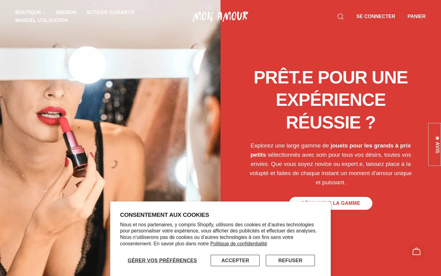 Monamour homepage screenshot